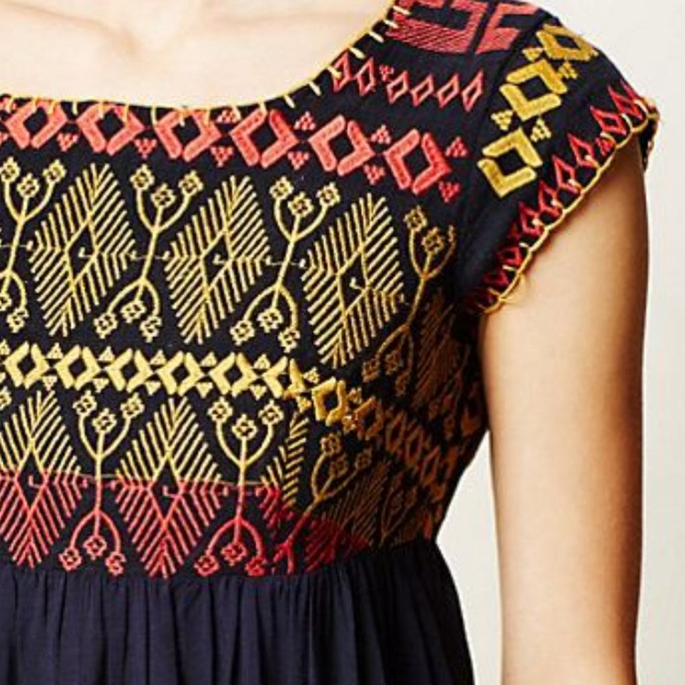 Thml Anthropologie A-Line Aztec Patterned Embroid… - image 4